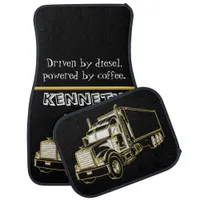 Detailed Gold Semi-Truck Drawing Car Floor Mat