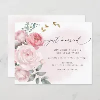 Budget Botanical Blush Floral Wedding Announcement