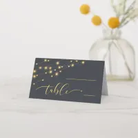 Modern String Lights Wedding Table Gold ID585 Place Card