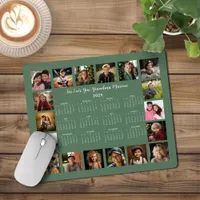 2025 Sage Green Multiple Photo Collage Calendar Mouse Pad