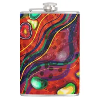 Red, Blue, Copper, Green, Purple Abstract Modern   Flask