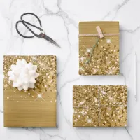 Glittery Gold Glam Wrapping Paper Sheets