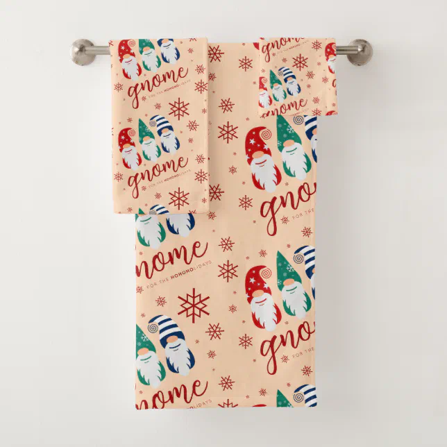 Hygge Christmas Gnome for the Holidays Snowflakes Bath Towel Set