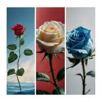 Red, white, and blue Roses Triptych