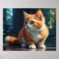 *~* Fluffy Turn Head  Kitty Cat 5:4 Feline Kitten  Poster