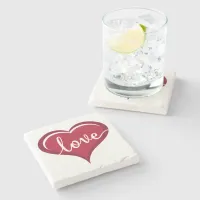 love in heart valentines stone coaster