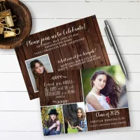 Rustic Wood Christian Graduation Bible Verse Invitation