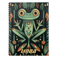 Geometric Green Frog Illustration Notebook