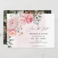 Elegant Boho Summer Spring Blush Floral Photo Save The Date