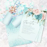 Floral Sparkles Sweet Sixteen Teal ID912