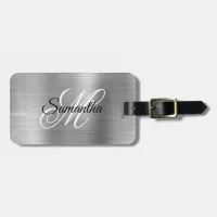 Silver Metallic Fancy Monogram Luggage Tag