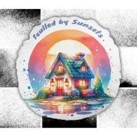 Fuelled by Sunsets Cute Cottage Core | Round Pillow