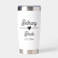 Cute Personalized Bride Black and White Insulated Tumbler