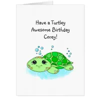 Big Personalized Turtle Birthday | Coloring Page Card