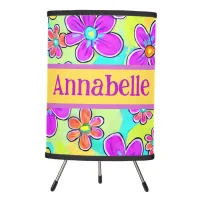 Color Retro Daisies  Tripod Lamp