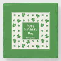 St Patrick's Day Irish Blessings Shamrock Pattern Stone Coaster