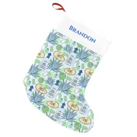 Tequila Drinker Fun Blue Agave Cactus Pattern Small Christmas Stocking