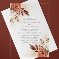 Rustic Terracotta Flowers And Pampas Grass Wedding Acrylic Invitations