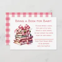 Bring a Book for Baby | Girl's Baby Shower  Enclosure Card