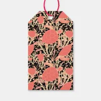 Coral Pink Turtles on Black Gift Tags