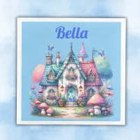 Pink & Blue Fairy Cottage Core Monogram on Blue |