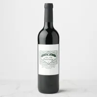 Country Western Rustic Chic Emerald Green Wedding Wine Label