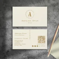 Ivory White and Gold Business Cards and Office Supplies