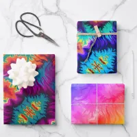 Psychodelic Colorfull Tie Dye Flat Sheet Set of 3