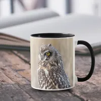 Portrait of a Short-Eared Owl in the Marshes Mug