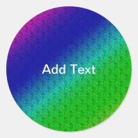 Floral Blue Green Rainbow Gradient Diagonal Blend Classic Round Sticker