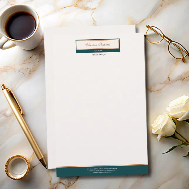 Classy Teal Ivory Stationery