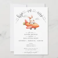 Easter Brunch & Egg Hunt Cute Airplane Bunny Invitation