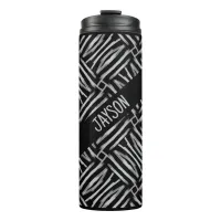 Black and White Tribal Stripes Thermal Tumbler