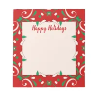 Elegant Red Green White Xmas Border Happy Holidays Notepad