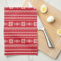 Nordic Christmas | Red Snowflake Holiday Kitchen Towel