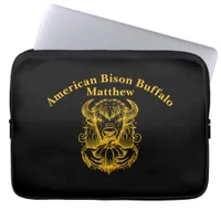 Bison Holding a Pumpkin in Detailed Illustration Laptop Sleeve