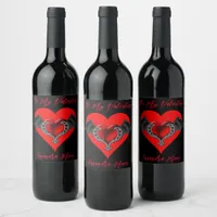 Bold Red Heart Valentine's Personalized Wine Label