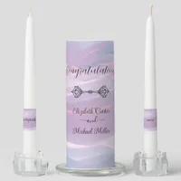 Whispers of Silk: Dreamy Pastel Waves Pink Blue  Unity Candle Set