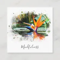 *~*  Water AP10 Flower Bird of Paradise QR Pond Square Business Card