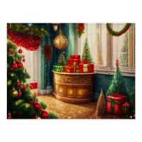 Festively decorated room, traditional Christmas  Poster