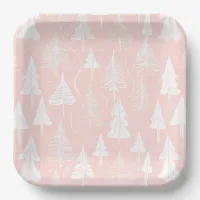 Pink White Christmas Pattern#6 ID1009 Paper Plates