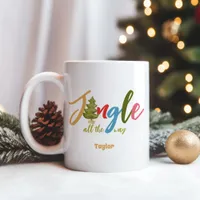 Christmas Cute Add Name Jingle Colorful Holiday  Coffee Mug