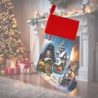 Charming snowy Christmas village  Christmas Stocking