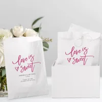 Love is Sweet Magenta Pink Wedding Fun Heart Favor Bag