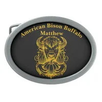 Bison Holding a Pumpkin in Detailed Illustration Belt Buckle