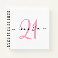 Personalized Pink 21st Birthday Guestbook Notebook