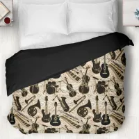 Sheet Music and Instruments Black/Gold ID481 Duvet Cover