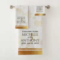 Elegant 3rd Leather Wedding Anniversary Bath Towel