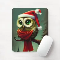 Cute Victorian Santa Owl Christmas Mouse Pad