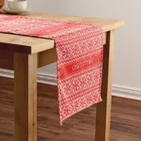 Knitted Stitch Pattern1 Christmas Red ID208 Short Table Runner